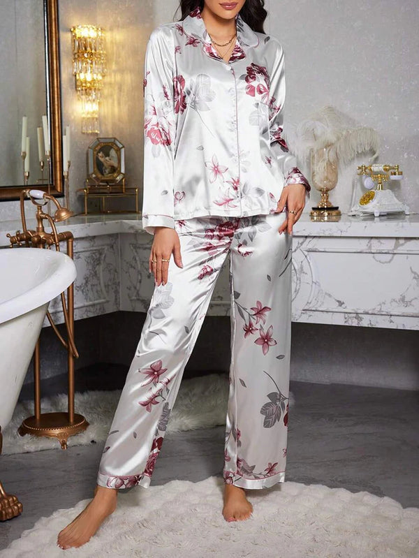 Women’s Silve Floral Print Lycra Blend Pajama Set